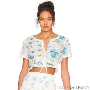 LOVESHACKFANCY **NWT** Farley Crop Top in Blueberry Cloud
